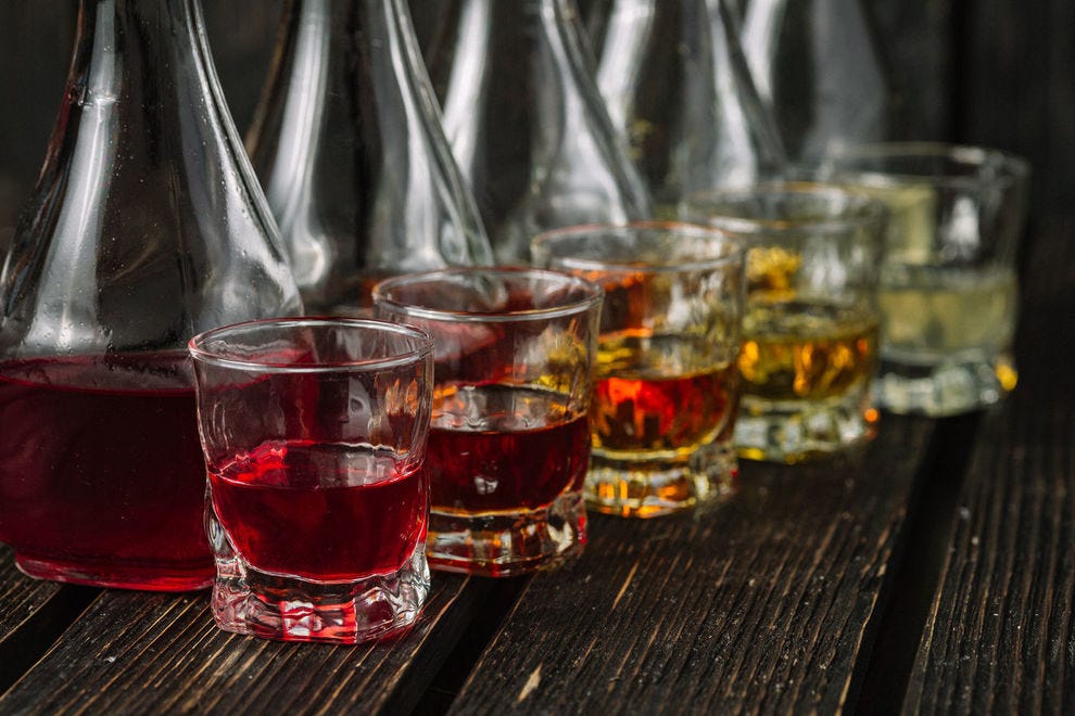 Ces spiritueux couvrent toute la gamme de l'absinthe au limoncello