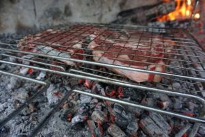 Steak over a wood fire