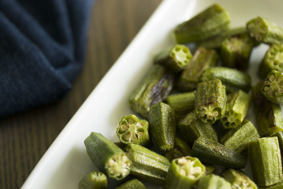 Roasted okra pieces