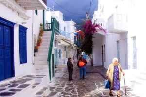 Colorful alleyway on Mykonos