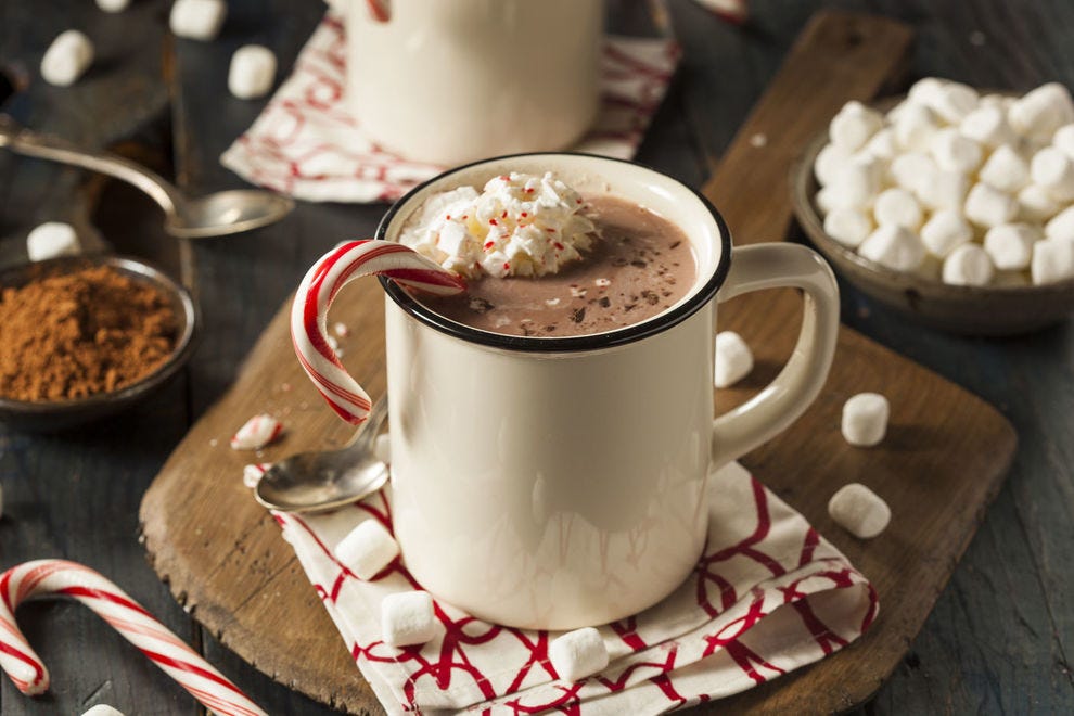 Chocolat chaud aux cannes de bonbon