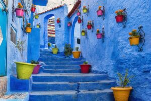 Blue alley in Chefchaouen, Morocco