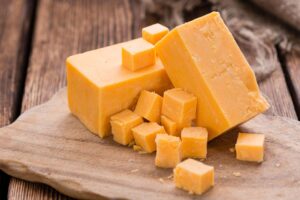 Chunks of cheddar cheese