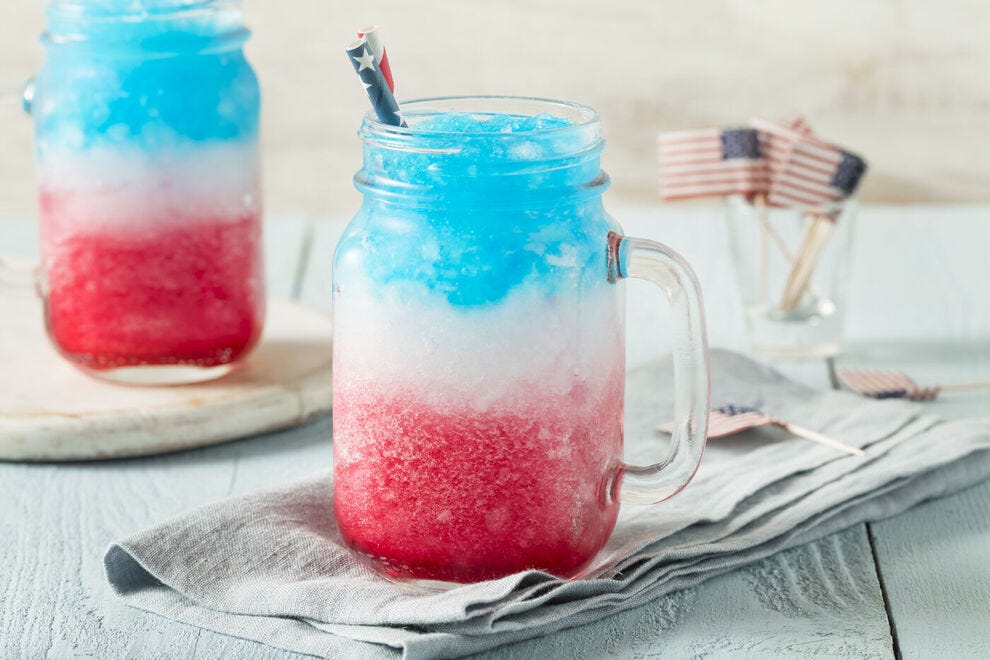 Cocktail rouge, blanc et bleu