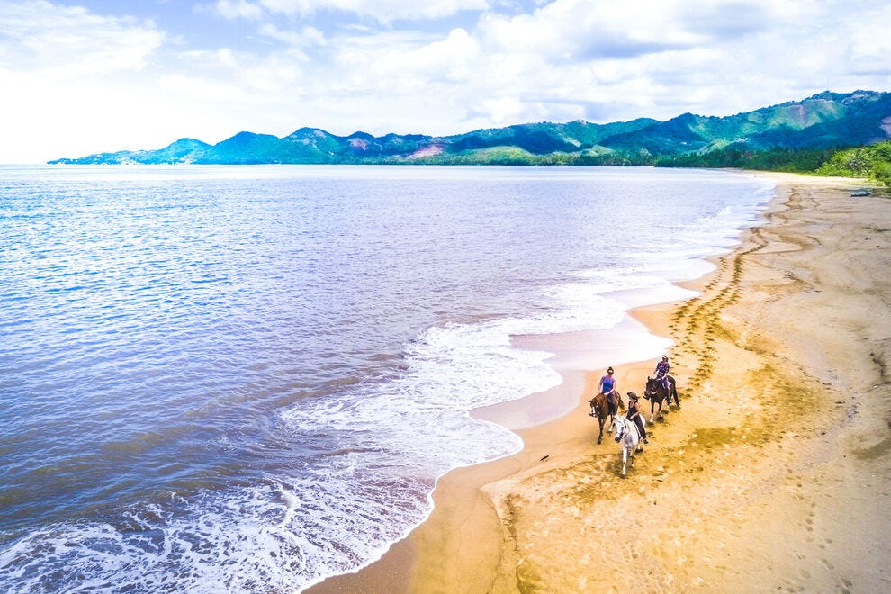 Le bonheur chevauche le rivage