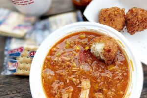 Brunswick stew with a side of hush puppies