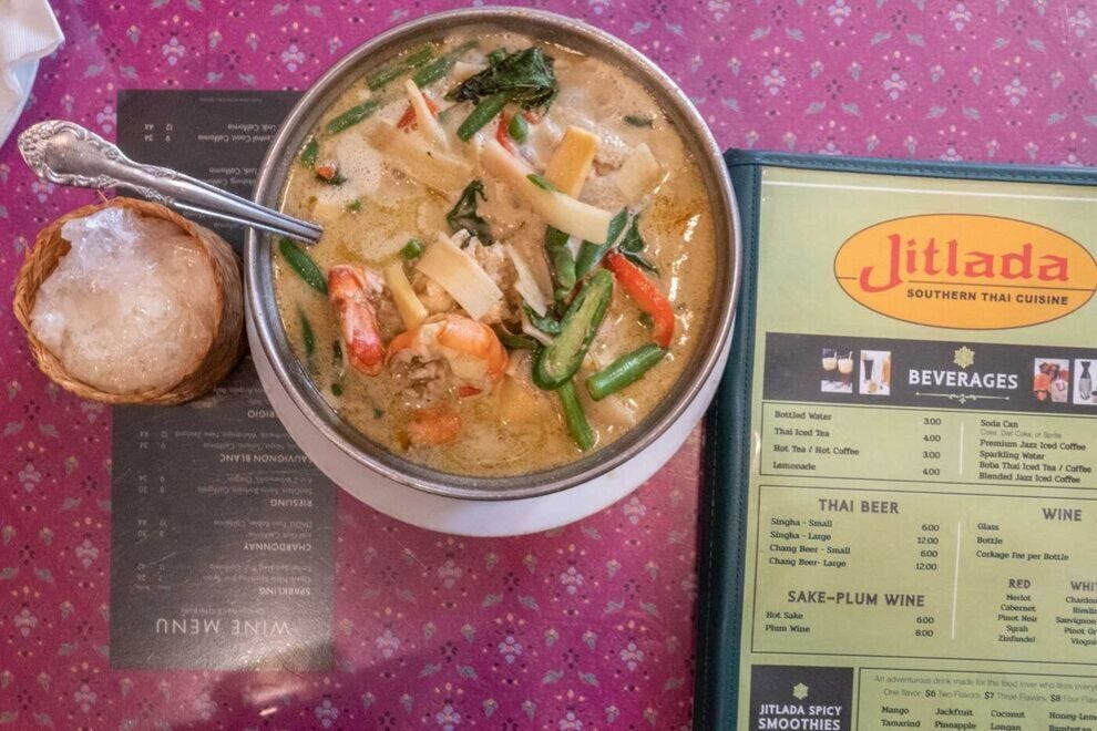 Curry vert natif du menu du sud de la Thaïlande de Jitlada