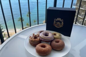 Holey Grail Donuts with ocean in the background