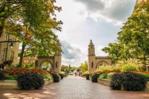 The iconic Sample Gates of Indiana University.